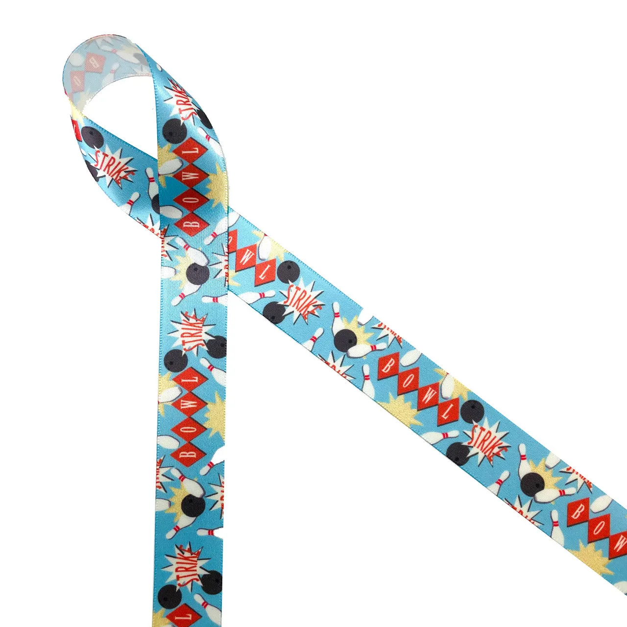 Bowling ribbon Vintage style 7/8" white satin
