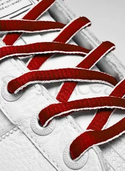 Red and White Oval Shoelaces - 8mm wide