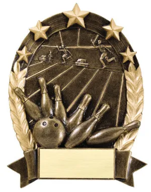 Star Oval Resin Bowling 6-1/4 inch. Self standing or Plaque mount