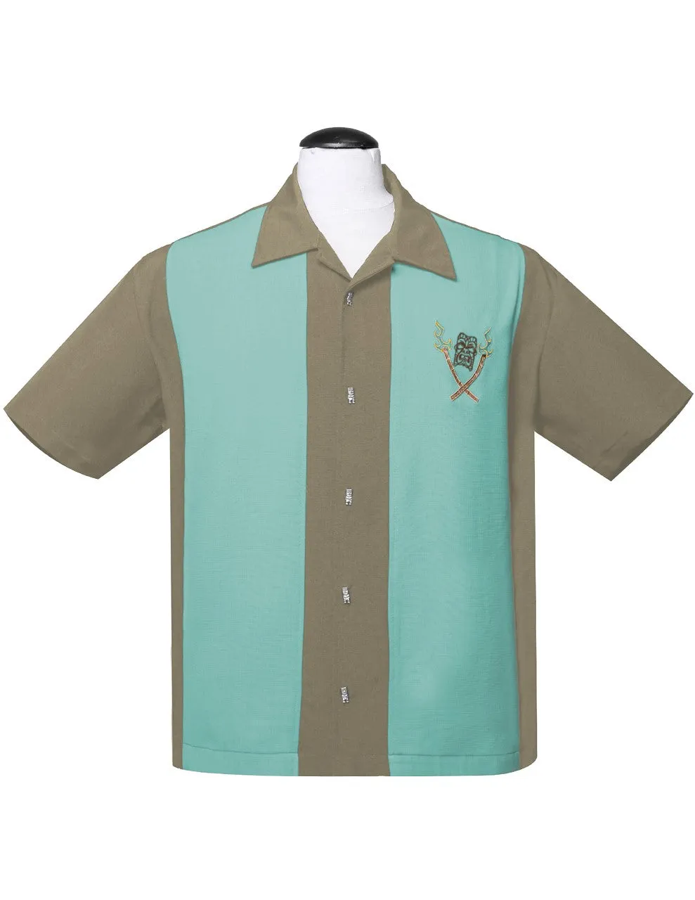 Tropical Itch Bowling Shirt in Herb/Aqua
