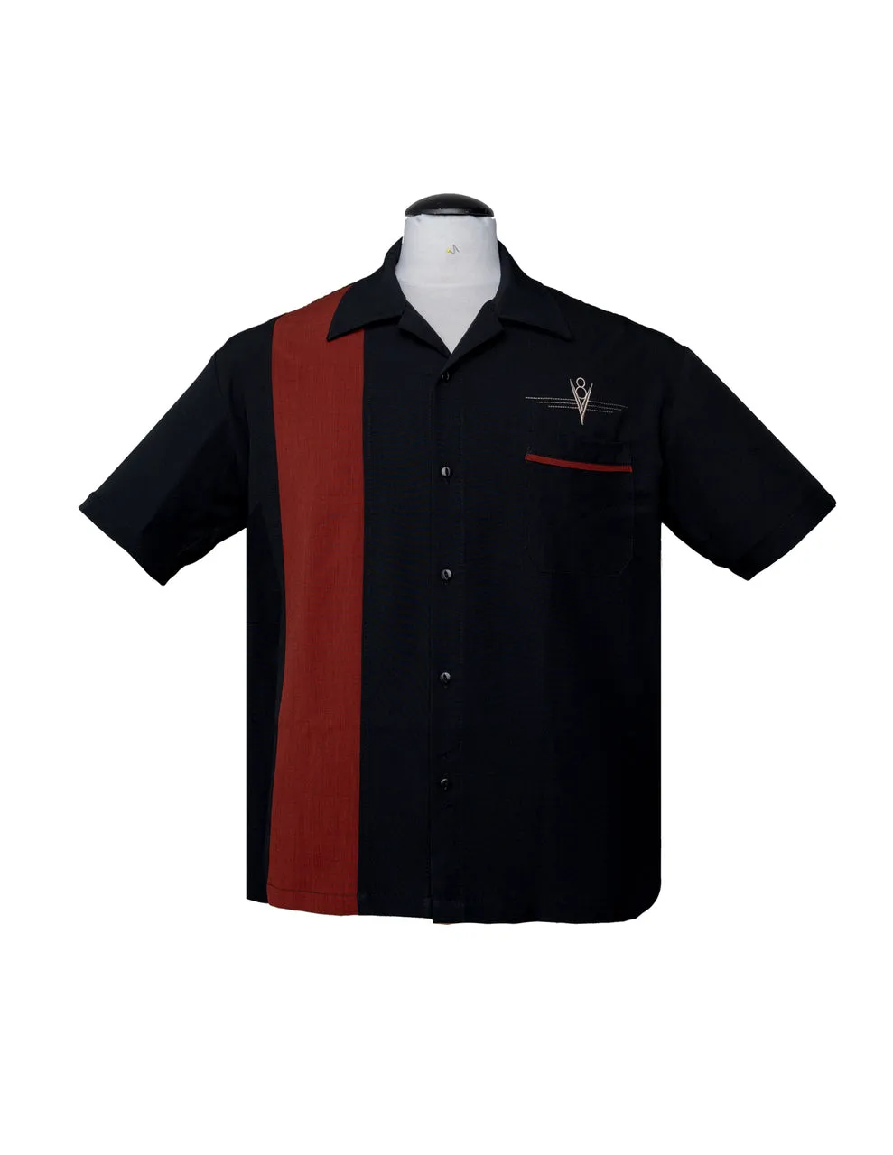 V8 Classic Bowling Shirt in Black/Rust