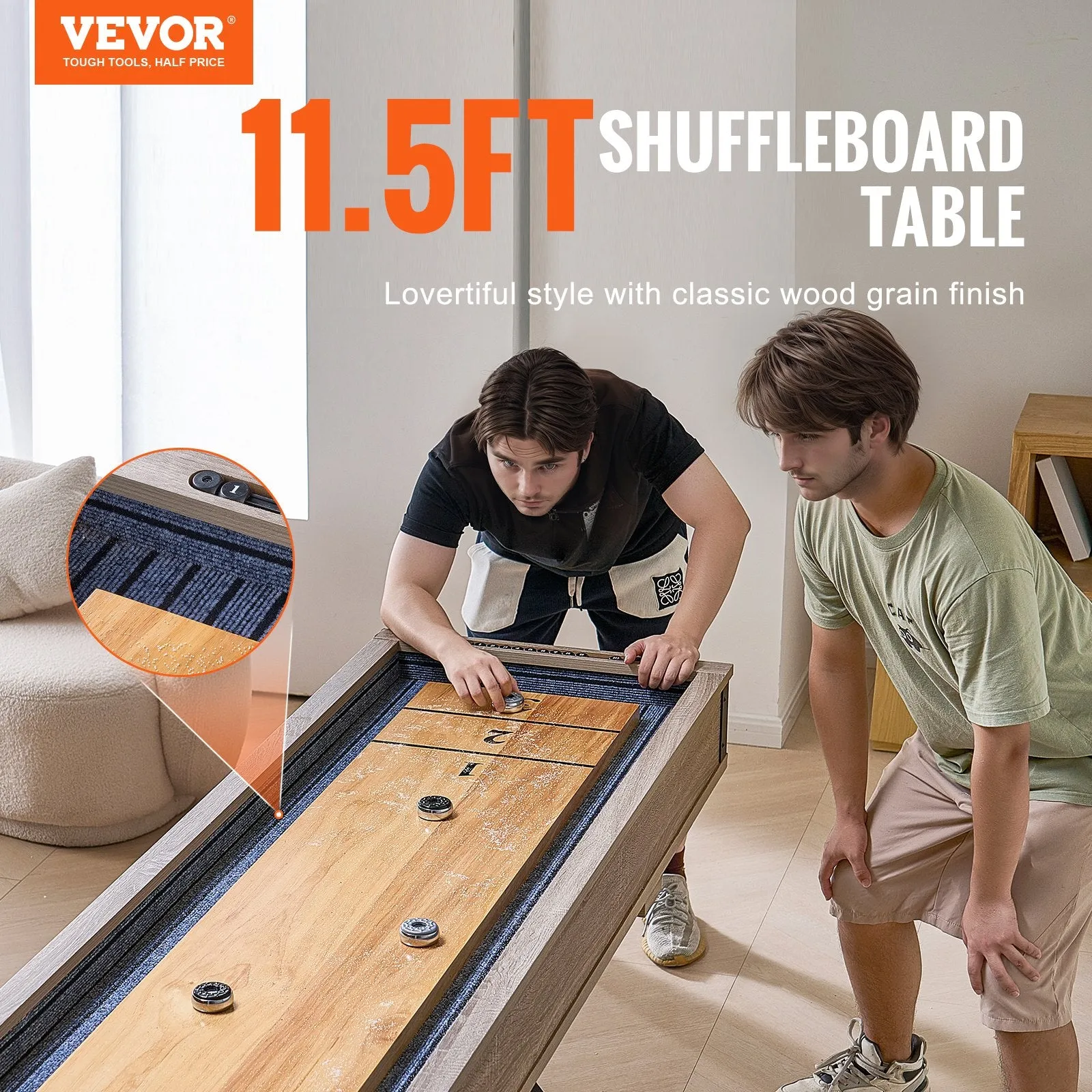 Vevor Shuffleboard Table 2 in 1 Bowling Combo Game Set 11.5' New
